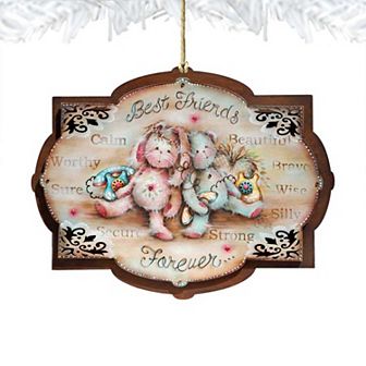 Set of 2 - Best Friends Forever Wooden Holiday Ornaments by J. Mills-Price - Easter Spring Decor