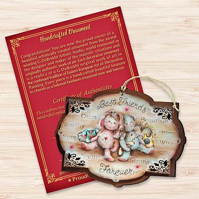 Set of 2 - Best Friends Forever Wooden Holiday Ornaments by J. Mills-Price - Easter Spring Decor
