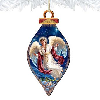 Set of 2 - Pigeoneers Angel Wooden Holiday Ornaments by Gelsinger - Nativity Holiday Decor