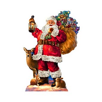 Woodland Santa 24-Inch Handcrafted Wooden Door Hanger by D. Gelsinger - Festive Holiday Decor