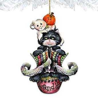 Set of 2 - Spoooooky Boos! Wooden Holiday Ornaments by J. Mills-Price - Thanksgiving Halloween Decor