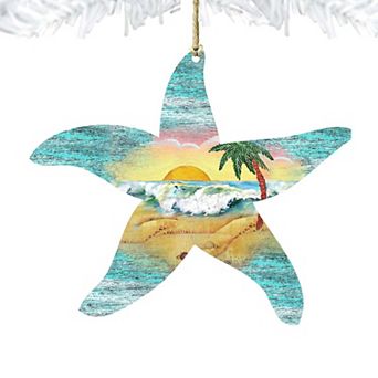 Set of 2 - Starfish Wooden Holiday Ornaments by G. DeBrekht - Coastal Holiday Decor