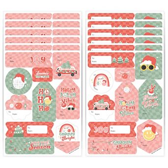 Big Dot Of Happiness Groovy Christmas - Gift Tag - To And From Stickers - 12 Sheets - 120 Stickers