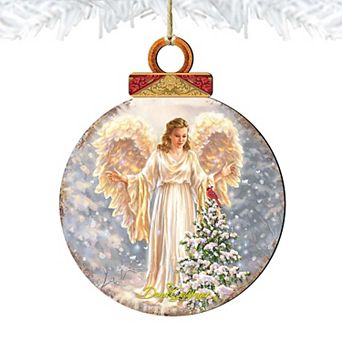 Set of 2 - Woodland Angel Wooden Christmas Ornaments by Gelsinger - Christmas Decor