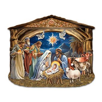 The Birth of Jesus Nativity Scene Holiday 24-Inch Door Decor by Debrekht Inspirational Holiday Decor
