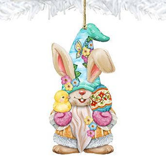 Set of 2 - Easter Egg and Chick Gnome Wooden Holiday Ornaments by G.DeBrekht - Easter Spring Decor