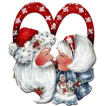 Merry Kissmas! Holiday 24-Inch Handcrafted Wooden Door Decor by J. Mills-Price - Christmas Decor