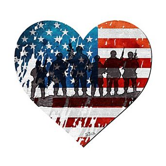 USA Military Heart 24-Inch Handcrafted Wooden Door Decor by G. DeBrekht - American Christmas Decor