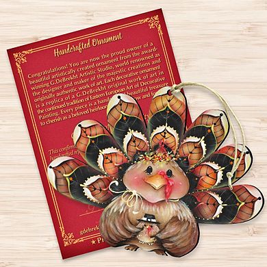 Set of 2 - Be Thankful Turkey Sitter Wooden Holiday Ornaments by J. Mills-Price - Thanksgiving Halloween Decor