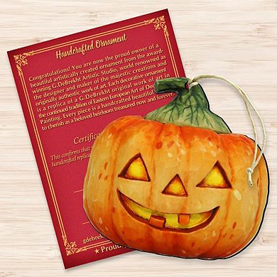 Set of 2 - Halloween Pumpkin Wooden Holiday Ornaments by G. DeBrekht - Thanksgiving Halloween Decor