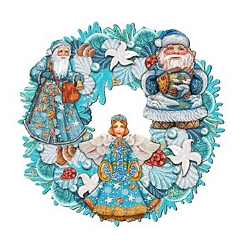 Coastal Sea Treasure 24-Inch Handcrafted Wooden Door Wreath by G. DeBrekht - Coastal Holiday Decor