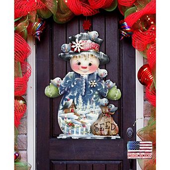 Freezing Friends (Frosting Sparkle) 24-Inch Door Decor by Mills-Price Christmas Santa Snowman Decor