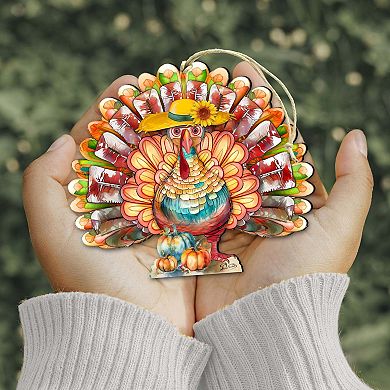 Thanksgiving Turkey Wooden Holiday Ornaments by G. DeBrekht - Thanksgiving Decor