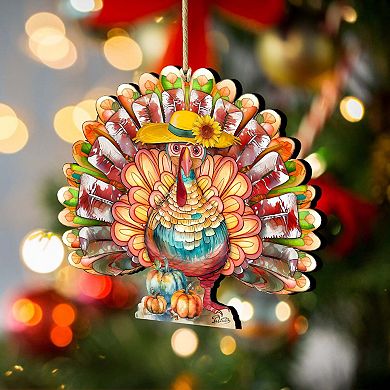 Thanksgiving Turkey Wooden Holiday Ornaments by G. DeBrekht - Thanksgiving Decor