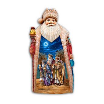 Three Kings Journey Santa Hand-painted Wood Carved Masterpiece By G. Debrekht