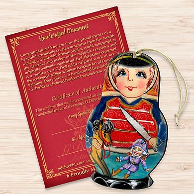 Set of 2 - Nutcracker Nesting Doll Wooden Christmas Ornaments by G. DeBrekht - Christmas Decor