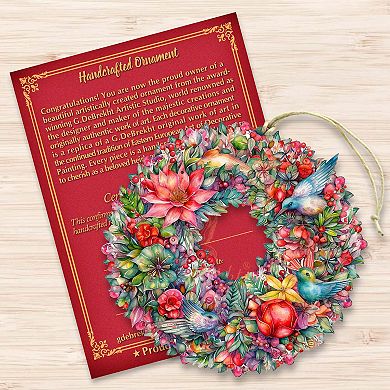 Summer Blooms Wreath Wooden Christmas Ornaments by G. Debrekht - Christmas Decor