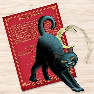 Set of 2 - Spooky Halloween Cat Wooden Holiday Ornaments by Laura Seeley - Thanksgiving Halloween Decor