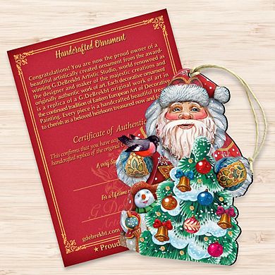 Set of 2 - Santa Tree Decorating Wooden Christmas Ornaments by G. DeBrekht