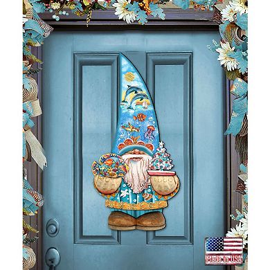 Coastal Gnome Dwarf 24-Inch Handcrafted Wooden Door Decor by G ...