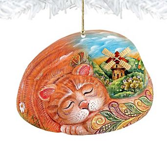 Set of 2 - Kitten Wooden Christmas Ornaments Christmas by G. DeBrekht - Easter Spring Decor