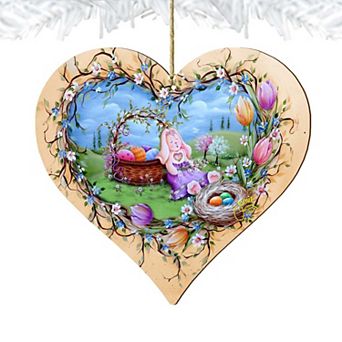 Set of 2 - Easter Bunny Nap Wooden Holiday Ornaments by J. Mills-Price - Easter Spring Decor