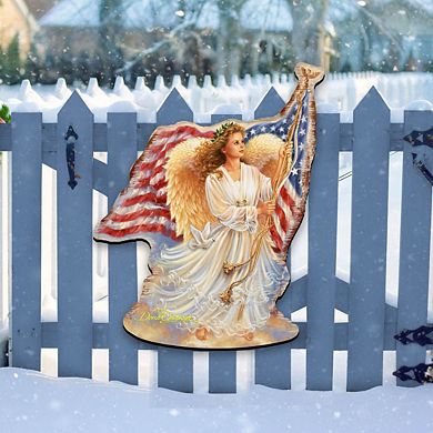 American Freedom Angel Holiday 24-Inch Door Decor by D. Gelsinger - Patriotic Christmas Decor