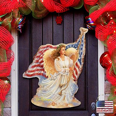 American Freedom Angel Holiday 24-Inch Door Decor by D. Gelsinger - Patriotic Christmas Decor
