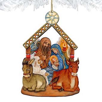 Set of 2 - Nativity Christmas Wooden Christmas Ornaments by G. DeBrekht - Nativity Holiday Decor