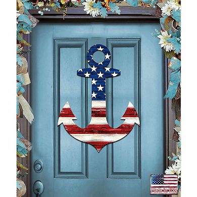 American Anchor 24-Inch Handcrafted Wooden Door Decor by G. DeBrekht - Christmas Decor