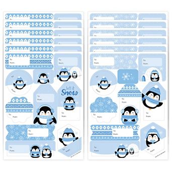 Big Dot Of Happiness Winter Penguins Holiday & Christmas Gift To And From Stickers 120 ct