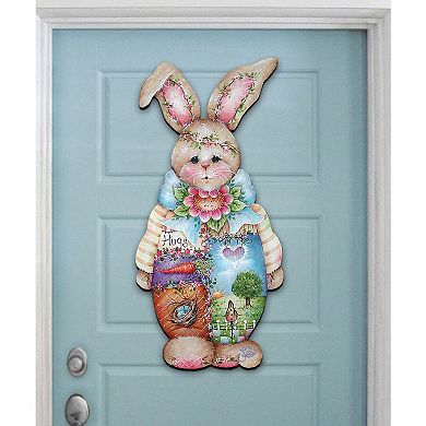 Bella Bunny Easter 24-Inch Handcrafted Wooden Door Decor by J. Mills-Price - Festive Spring Decor