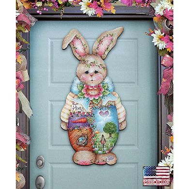 Bella Bunny Easter 24-Inch Handcrafted Wooden Door Decor by J. Mills-Price - Festive Spring Decor
