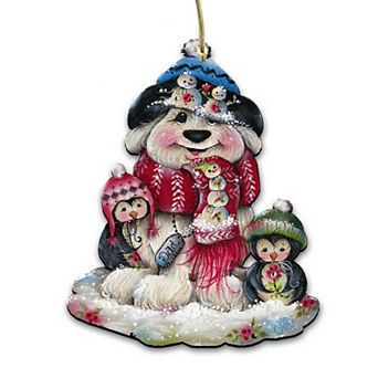 Christmas Dog Penguin 24-Inch Handcrafted Wooden Door Decor by J. Mills-Price - Pets Decor