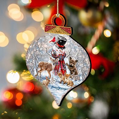 Set of 2 - Forest Friends Wooden Christmas Ornaments by Gelsinger - Christmas Santa Snowman Decor
