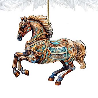Carousel Horse Wooden Christmas Ornaments by G. Debrekht - Christmas Decor