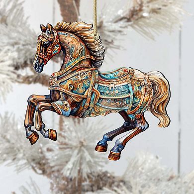 Carousel Horse Wooden Christmas Ornaments by G. Debrekht - Christmas Decor