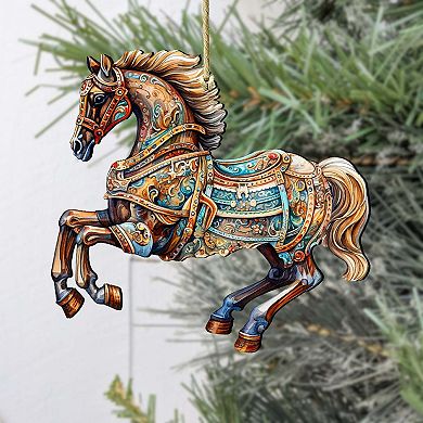 Carousel Horse Wooden Christmas Ornaments by G. Debrekht - Christmas Decor