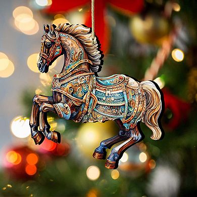 Carousel Horse Wooden Christmas Ornaments by G. Debrekht - Christmas Decor