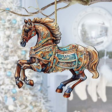Carousel Horse Wooden Christmas Ornaments by G. Debrekht - Christmas Decor
