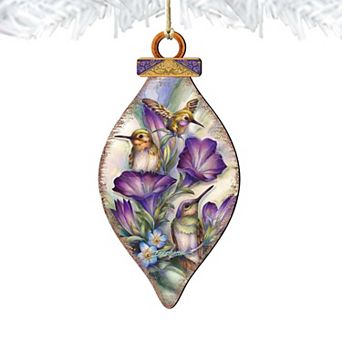 Set of 2 - Everlasting Friendship Hummingbirds Wooden Holiday Ornaments by J. Bergsma - Wildlife Holiday Decor