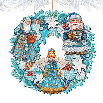 Set of 2 - Coastal Guardian Angel Wreath Coastal Outdoor Decor Large Ornament by G. DeBrekht - Coastal Holiday Decor