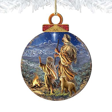 Set of 2 - Shepherds Keeping Watch Wooden Holiday Ornaments by ...