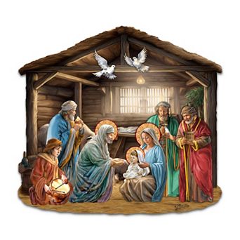 Nativity Scene 24-Inch Handcrafted Wooden Door Decor by G. DeBrekht - Holiday Decor