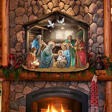 Nativity Scene 24-Inch Handcrafted Wooden Door Decor by G. DeBrekht ...