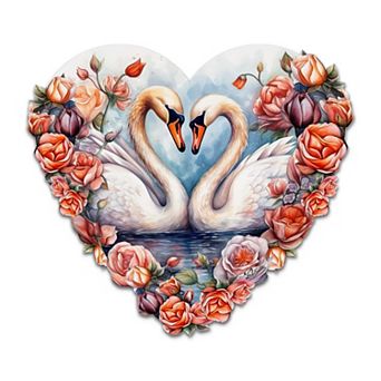 Swans Love Holiday 24-Inch Handcrafted Wooden Door Decor by G. Debrekht - Love Kids Family Decor