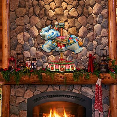 Carousel Elephant Christmas 24-Inch Handcrafted Door Decor by G. DeBrekht - Enchanting Delight Décor