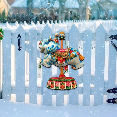 Carousel Elephant Christmas 24-Inch Handcrafted Door Decor by G. DeBrekht - Enchanting Delight Décor