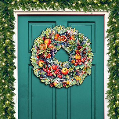 Summer Harvest Fruit Wreath Holiday Door Decor by G. Debrekht - Christmas Decor