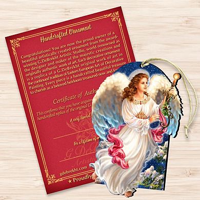 Set of 2 - Angel of the Light Wooden Holiday Ornaments by Gelsinger - Nativity Holiday Decor